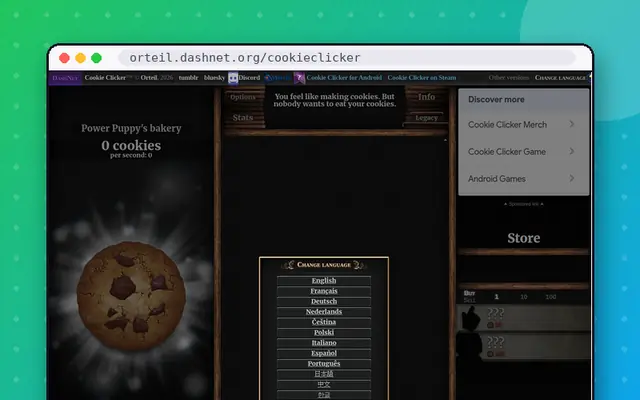 Cookie Clicker: preview of orteil.dashnet.org