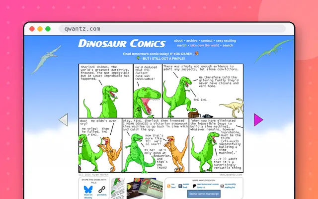 Dinosaur Comics: preview of qwantz.com