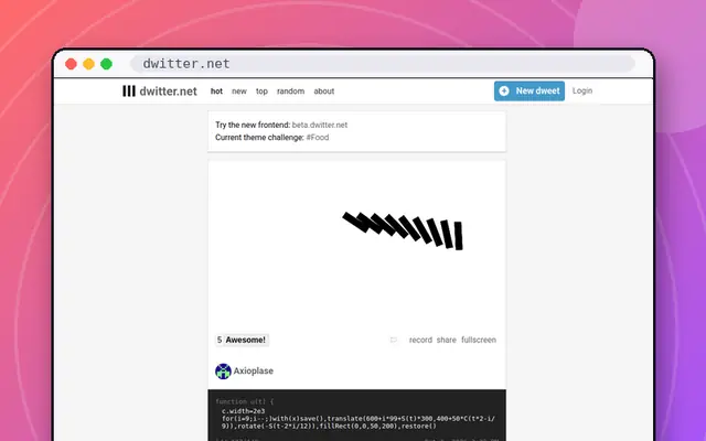 Dwitter: preview of dwitter.net