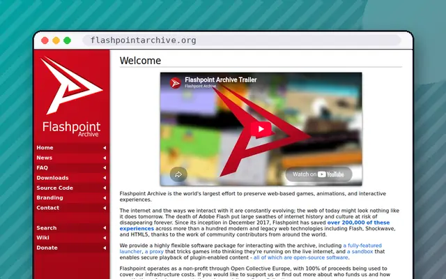 Flashpoint Archive: preview of flashpointarchive.org