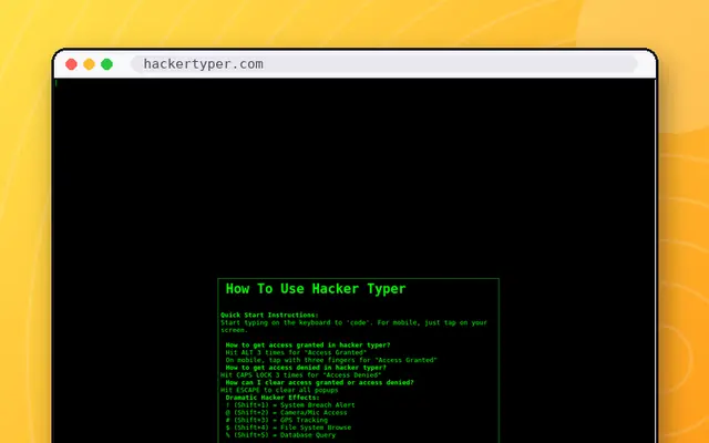 Hacker Typer: preview of hackertyper.com