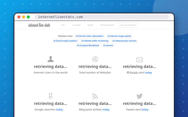 Internet Live Stats: preview of internetlivestats.com