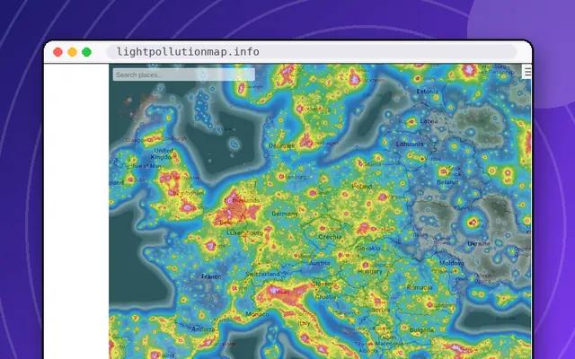 Light Pollution Map: preview of lightpollutionmap.info