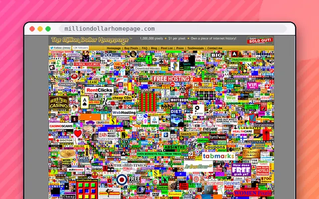 The Million Dollar Homepage: preview of milliondollarhomepage.com