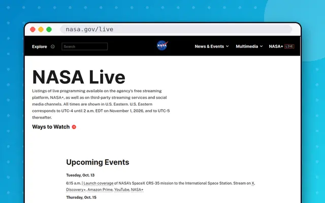 NASA Live: preview of nasa.gov