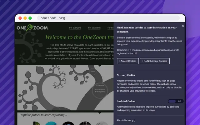 OneZoom Tree of Life: preview of onezoom.org