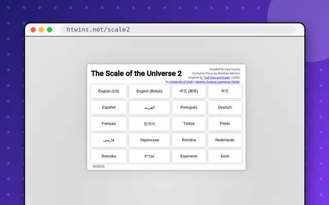 The Scale of the Universe 2: preview of htwins.net