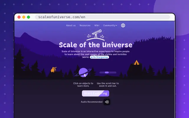 The Scale of the Universe: preview of scaleofuniverse.com