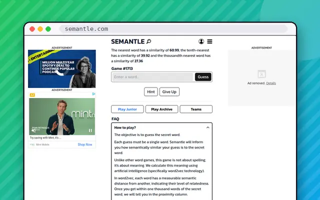 Semantle: preview of semantle.com