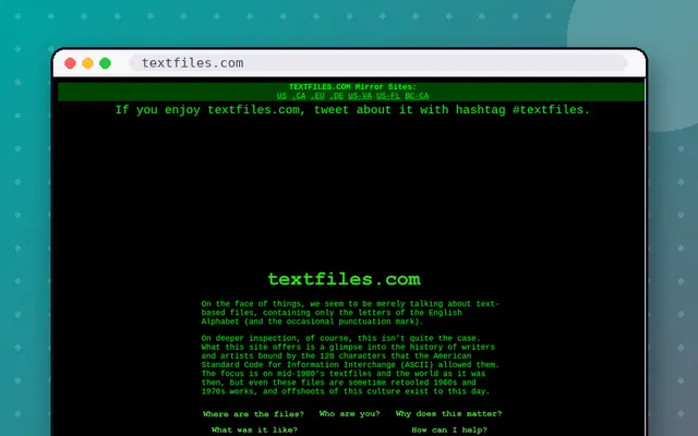 TEXTFILES.COM: preview of textfiles.com