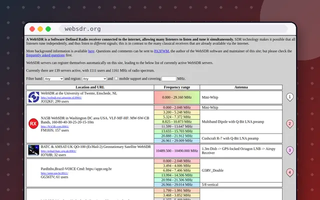 WebSDR: preview of websdr.org