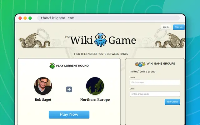The Wiki Game: preview of thewikigame.com